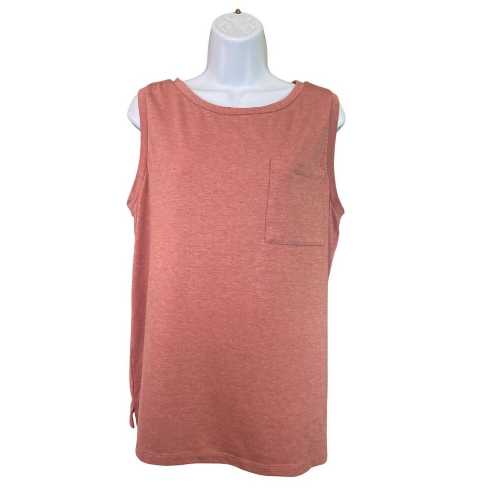 Tecrew Womens Sleeveless Tank Top L Pink Pocket Lightweight Lagenlook